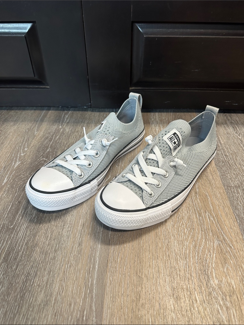 Converse Low Top Knit Sneakers - Light Gray & White